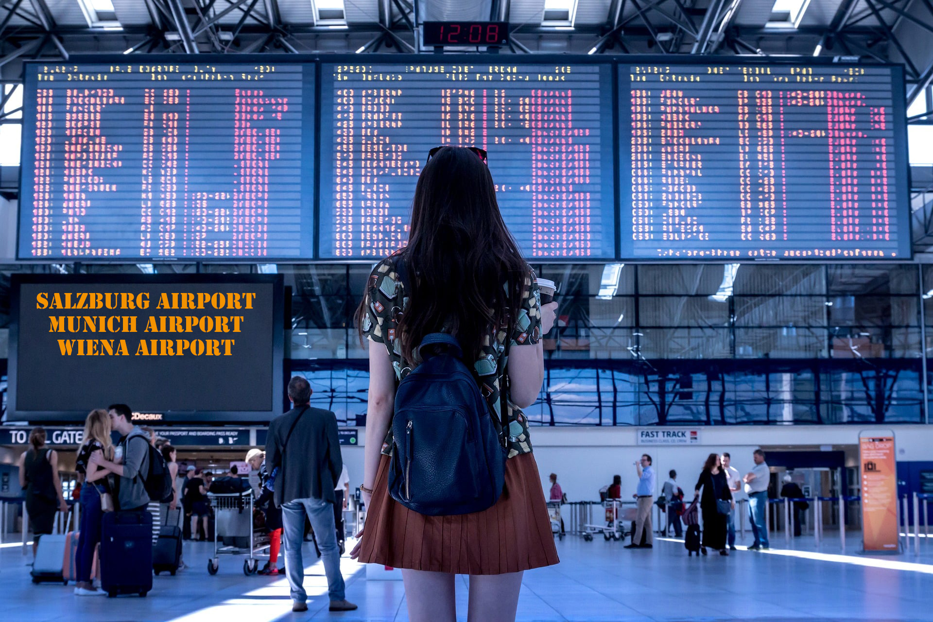 Airplane at the gate — airport transfer to Salzburg and Munich